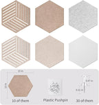 15'' Large Hexagon Cork-Bulletin Board Tiles Adhesive Frameless 10 Pack 15 x 13 inch Hex Pin Corkboard Prayer Vision Cork Board for Office-Wall Decor, Hexagonal Tack Pinboard with 30 Push Pins