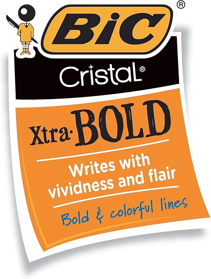 BIC Cristal Xtra Bold Ballpoint Pen, Bold Point (1.6mm) For Vivid And Dramatic Lines, Blue, 24-Count