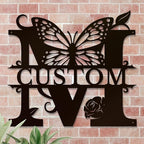 Personalized Custom Letter Name metal Signs,Custom Black Letter Monogram Wall Art Decor,Metal Signs Plaques Outdoor wall Decorative Signage (M)