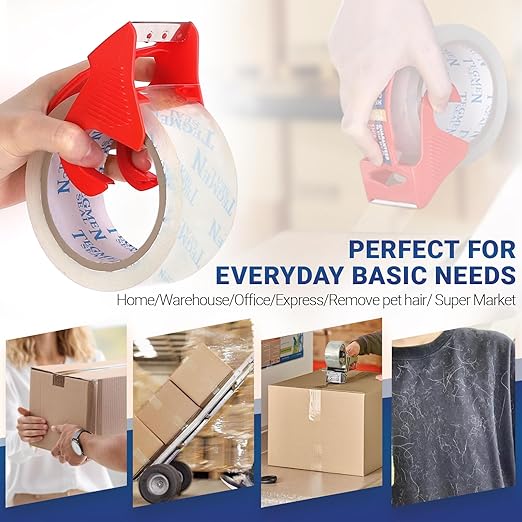 TegmenSeal Heavy Duty Clear Packing Tape with Dispenser Combo for Shipping, Moving & Storage,Thicker Clear Packing Tape, 1.88 inches Wide, 60 Yards Per Roll, 6 Pack 360 Total Yards