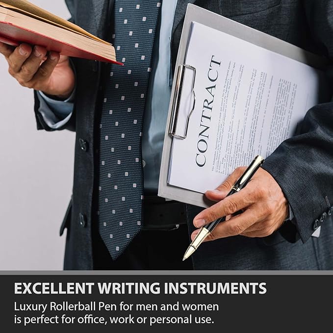 cheericome Luxury Ballpoint Pen - Professional & Executive, Perfect for Silky Smooth Writing, with Gift Box, Nice Pen for Men and Women, 2 Extra 0.5mm Black Refills - Black