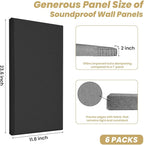 6 PCS Acoustic Panels, Large Soundproof Wall Panels, Professional Fiberglass Sound Absorbing Panels, 23.6x11.8 Inches Sound Proof Foam Panels for Walls, Studio Home Offices (Black)