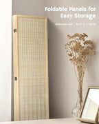 JOSTYLE Room Divider Folding Privacy Screen, 5 Panel Room Dividers 6 ft. Tall Bamboo Partition Wall Separation Dividers Freestanding, 99" W * 70.9" H