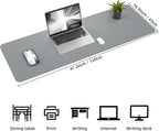 Leather Desk pad Protector,47" x 17" Large Desk mat with Natural Cork & PU Leather,Mouse pad,Non-Slip Office Desk Mat,Waterproof Desk Writing Pad for Office and Home (Light Gray)