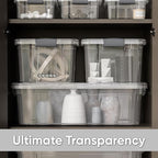 Superio Clear Storage Boxes with Lids, 4.5 Quart Plastic Container Bins for Organizing, Stackable Crates, BPA Free, Non Toxic, Odor Free, Organizers for Home, Office and Dorm, 4 Pack