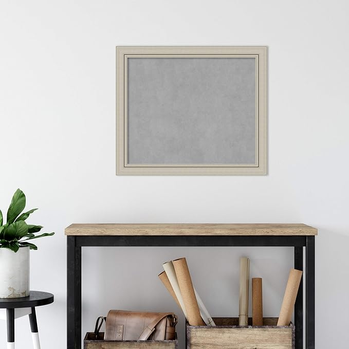 Amanti Art Silver Framed Magnetic Board 24x28 Medium Vision Board for use with Magnets, 100% Metal Sheet to Display Items as Office Decor or for Home Organization in mudroom, Kitchen or Kids Room