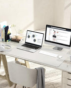 YSAGi Non-Slip Leather Desk Pad L Size, Waterproof Laptop Computer Desk Keyboard Mat, Table Protector Blotter Mat, Large Mouse Pad for Office/Work/Home/Decor(Apricot Gray, 35.4" x 17")
