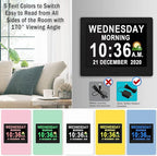 Véfaîî 19 Alarms Dementia Clock 8 Inch Large Display, Auto DST, 10 Levels Auto Dimmable, Non-Abbreviated Date and Day Calendar Clock for Seniors, with Power Adaptor, Picture Frame Feature