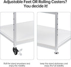 Fannova White Printer Stand, 23.6 x18.9 x 30 Inches Big Size Printer Table with Adjustable Shelf, 3 Tier Rolling Printer Cart with Wheels for Home Office Storage and Organization