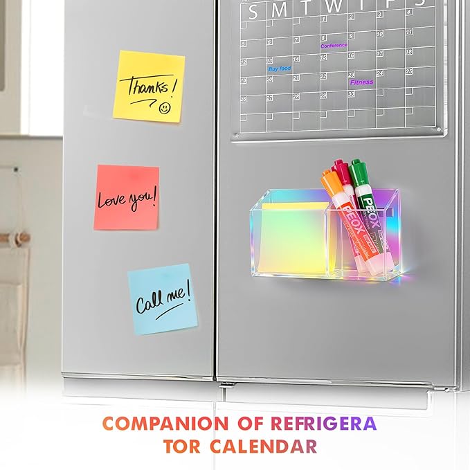 BEYGORM Magnetic Dry Erase Marker Holder for Whiteboard,Non-slip Acrylic Magnet Pen Holder for Fridge Refrigerator,Locker Organizer for Work,Locker Accessories,Pencil Cup for Desk(Colorful)