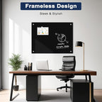 Black Dry Erase Board, 36" x 24" Magnetic Glass Whiteboard for Wall, Black Glass White Board with 1 Marker Tray and 3 Magnets for Office, Home, Classroom