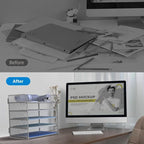 Letter Tray Paper Organizer 5-Tier Desk Organizer File Organizer Paper Holder with Handle, Metal Desktop Document Shelf Tray Office Classroom Organization - Silver