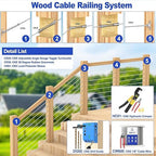 [Patent Design] CKE 20 Pack 45 Degree Angle Beveled Protector Sleeves, Wood Post Protector for 1/8" Cable Railing, T316 Marine Grade Stainless Steel Cable Railing Hardware with a Free Drill Bit