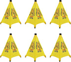 20 inch Wet Floor Sign 6 Pcs, Pop up Foldable Wet Safety Signs with Storage Tube Commercial Caution Safety Cone Pop up Caution Sign, for Stores Grocery Restaurant Restroom Office Hotel (6)