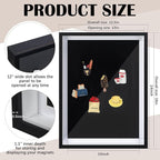Vicenpal 2 Pcs Large Magnetic Board 16" x 12" Magnet Display Board Removable Souvenir Fridge Magnet Frames Case for Wall Dust Proof Magnetic Shadow Box for Wall Table Refrigerator (Black)