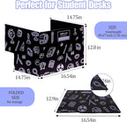 Succwoah 25-Pack Desk Dividers for Students with Privacy Shields, Ergonomic Arms Cutouts & Erasable Name Frames - Waterproof & Easy-to-Clean Test Dividers for Classroom, Exams, Office (Black)