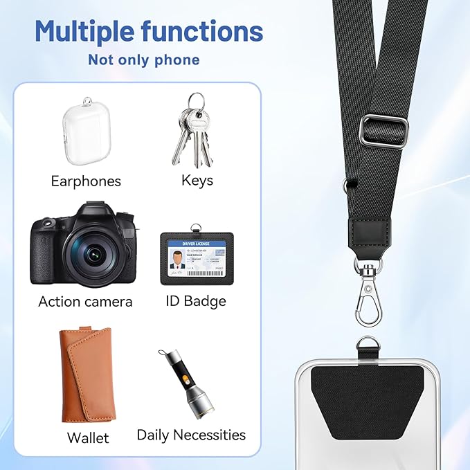 Doormoon Phone Lanyard, Universal Phone Charm Adjustable Neck Straps for Phone Case Keys ID Badges Compatible with iPhone, Samsung, Motorola, LG & Most Smartphones, 2 Pack, Rainbow