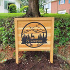 RealSteel Personalized Outdoor Metal Sign, Customize the Great Outdoor Deer & Mountain Monogram, Rustic Cabin, Lodge, or Home Décor, Laser Cut Steel Wall Art, Family Gifts