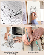 Nicpro Blocky Gear Metal Mechanical Pencil Set with Leather Case, 40PCS Art Drafting Pencil 0.5, 0.7, 0.9 & 2mm Lead Pencil with 352PCS (HB 2H 4H 2B 4B 6B Color) Lead Refills for Sketching Drawing