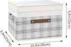 TYEERS Collapsible Storage Bins with Lids, Patchwork Design, Washable, Fabric Storage Boxes, 14.9x9.8x9.8 inches, 5 Pack, Gray