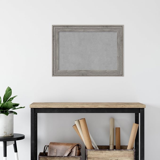 Amanti Art Grey Framed Magnetic Board 21x29 Medium Vision Board for use with Magnets, 100% Metal Sheet to Display Items as Office Decor or for Home Organization in mudroom, Kitchen or Kids Room