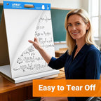 AFMAT Tabletop Sticky Easel Pad & Dry Erase Board 2 in 1, 20 x 23 in Portable Easel Stands for Teachers, Super Sticky & Bleed-Resistant, Ideal for Meetings/Training/Presentation, 20 Sheets/Pad, 6 Pads