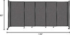 Versare Straightwall Sliding Portable Wall Partition | Freestanding Office Dividers | Locking Wheels | Temporary Room Separator | 11'3'' Wide x 5' Tall Charcoal Gray Fabric Panels