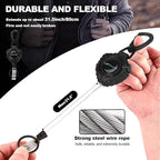 LATTHANT Badge Holder Retractable Clip, Heavy Duty Retractable Keychain with 31.5 in Smooth Steel Cord, Durable 360-degree Rotating Carabiner Badge Holder for Work, Fishing, Car Key, 9 oz