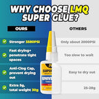Super Glue Clear 60 Gram Liquid, All Purpose Superglue Instant Cyanoacrylate Adhesive for Plastic Ceramic Wood Leather Rubber Metal Glass Pla Shoe Sole Repair, Heavy Duty CA Oily Glue Strong Bonding