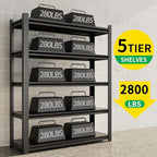 CBCNWR 72''H Garage Storage Shelves, 2800LBS Steel Heavy Duty Storage Shelves, Adjustable 5-Tier Metal Shelf Rack, Heavy Duty Shelving for Garage,Warehouse,Basement,Pantry–Black 47" W x19.7 D x72 H