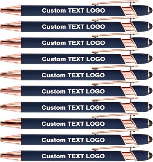 Custom Engraved Ballpoint Pens Bulk, Personalized with Name/Logo, Black or Blue Ink, Smooth Writing for Office, School, Business, Church, Reunion 50 Pcs Blue