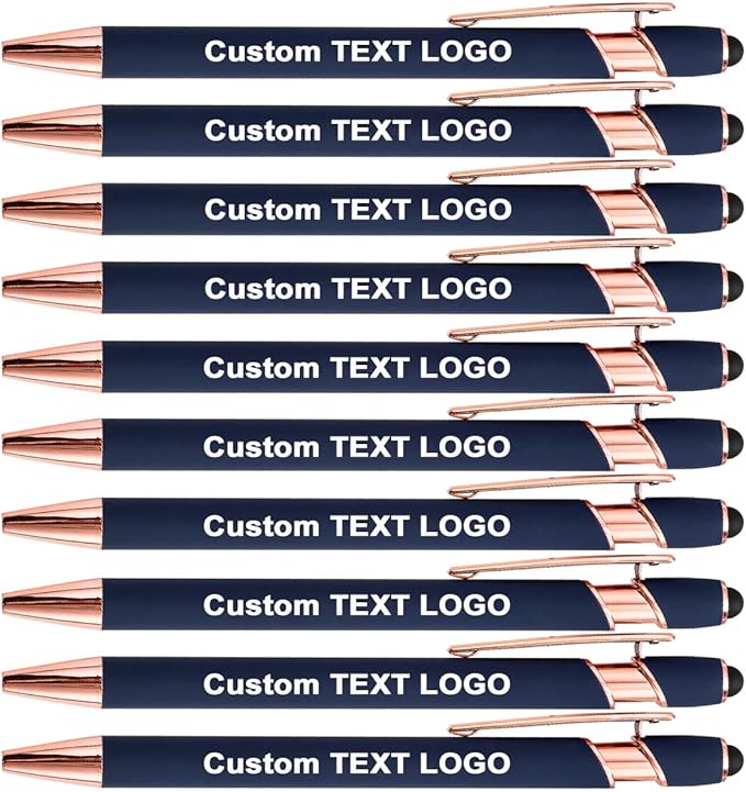 Custom Engraved Ballpoint Pens Bulk, Personalized with Name/Logo, Black or Blue Ink, Smooth Writing for Office, School, Business, Church, Reunion 100 Pcs Blue