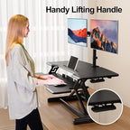 JYLH JOYSEEKER Standing Desk Converter 32 inch, Height Adjustable Sit Stand Desk Riser, Quick Sit to Stand Tabletop Dual Monitor Riser Workstation for Home Office with Keyboard Tray, Black