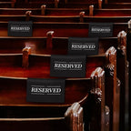 12 Pcs Reserved Seating Signs Reserved Chair Sign Printed Placeholder for Church Pew, Wedding, Party Events (Black, 12 Pcs)