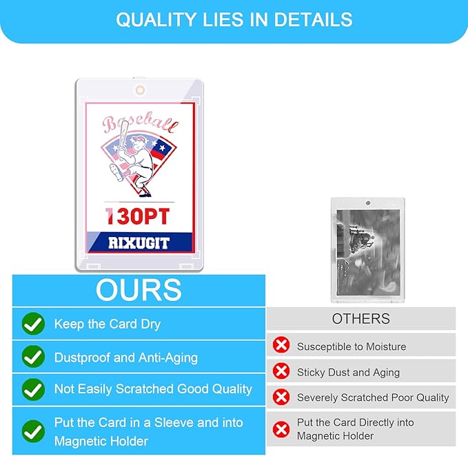 25-Pack Sleeved Magnetic Card Holders -130pt One Touch Card Holder, with 2.63"x3.7" Larger Inner Dimension, First Insert Card into Soft Card Sleeve, Then Place into Card Holder for Double Protection