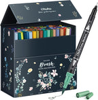 Ohuhu Markers for Adult Coloring Books No Bleeding 120 Colors Coloring Markers Water-based Dual Tips Fineliner & Brush Drawing Pens Art Pens for Kids Adults Sketch Journal - Maui - Black