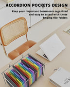 MAIMIS Plastic Expanding Hanging File Folders, 7 Pocket Extra Capacity Accordion Hang Folder, 1/5 Cut Adjustable Tabs, Multi-Color Lables, Letter Size for Filing Cabinet - 6 Pack