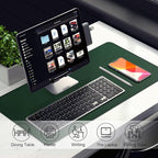 Leather Desk Pad Protector, 39.4'' X 17'' Large Mouse Pad, Office Desk Mat, Non-Slip PU Leather & Suede Base Desk Blotter, Laptop Desk Pad, Desktop Mat for Office Home, Blackish Green