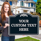 Custom Decorative Sign, Personalized Metal Sign for Business, Driveway, Home, Airbnb, Office Door Plaque, Black Background Sign, 18x24 Inches, ACM, Fade Resistant, Made in USA by Sigo Signs
