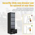 Reegangfa 5 Drawer File Cabinet with Lock, 18" D Metal Vertical File Cabinets, Steel File Storage Cabinets for Home Office, Hanging A4 Legal/Letter Size Narrow Filing Cabinet, Assembly Required
