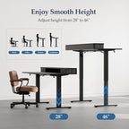 Klicelor 63 Inch Electric Standing Desk with Drawers, Adjustable Height Small Sit Stand Desk for Home Office, Compact Computer Workstation with Storage– Black