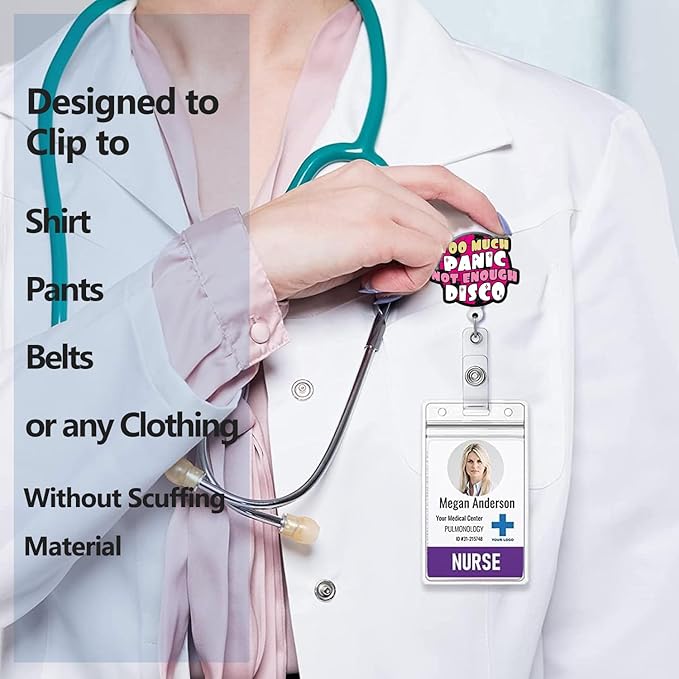 Generic Retractable Badge Reel with ID Clip Acrylic Text Badge Holder for Nurse, Doctor, Office Worker, Teacher, Students