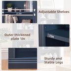 RWYHG 70" Blue Tall Bookshelf Set of 2,5-Tier Thick Wooden Book Shelf with Adjustable Shelves,Free Standing Farmhouse Bookcase with Open Display Storage,Floor Vintage Bookshelves for Living Room
