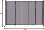 Versare Straightwall Sliding Portable Wall Partition | Freestanding Office Dividers | Locking Wheels | Temporary Room Separator | 11'3'' Wide x 7'6'' Tall Cloud Gray Fabric Panels