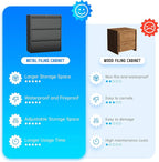 Greenvelly 3 Drawer File Cabinet, Metal Filing Cabinet with Lock, Black Lateral File Cabinet for Home Office, Locking File Cabinet for Letter/Legal/F4/A4 Size Hanging Files, Easy Assembly