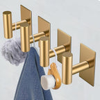 VAEHOLD Wall Towel Hooks, Heavy Duty Sticky Holder Waterproof Towel Hooks for Hanging Coat, Clothes, Closet Hook Wall Mount for Kitchen (Gold, 4 Pack)