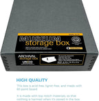 Lineco Museum Archival Storage Box, 8.75x10.75x3 in. Drop Front Design. Acid-Free with Metal Edge. Organize Photos, Pictures, Prints, Documents, Crafts, DIY. Gray, 2 Pack