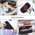 Pazacon Cute Initial Pencil Case for Kids Students, Large Capacity Pencil Pouch for Boys Girls, Letter Design Pencil Box Pen Bag Office Stationery Organizer, Rainbow Letter O