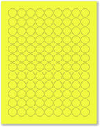 8-1/2 x 11" Neon Color High Light Fluorescent Labels for Laser & Inkjet Printer (Yellow Fluorescent, 3/4" Round - 108 Per Page | 2700 Labels)