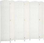 HOMCOM Room Divider, 6 Panel Folding Privacy Screen, 5.6' Tall Freestanding Wall Partition for Home Office, Bedroom, White